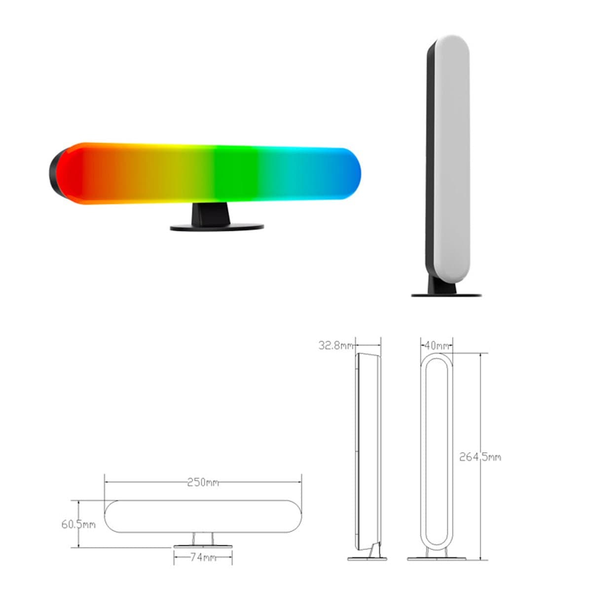 WORKSELECTED Table Stand LED — 26 cm (Single-Side Glow)