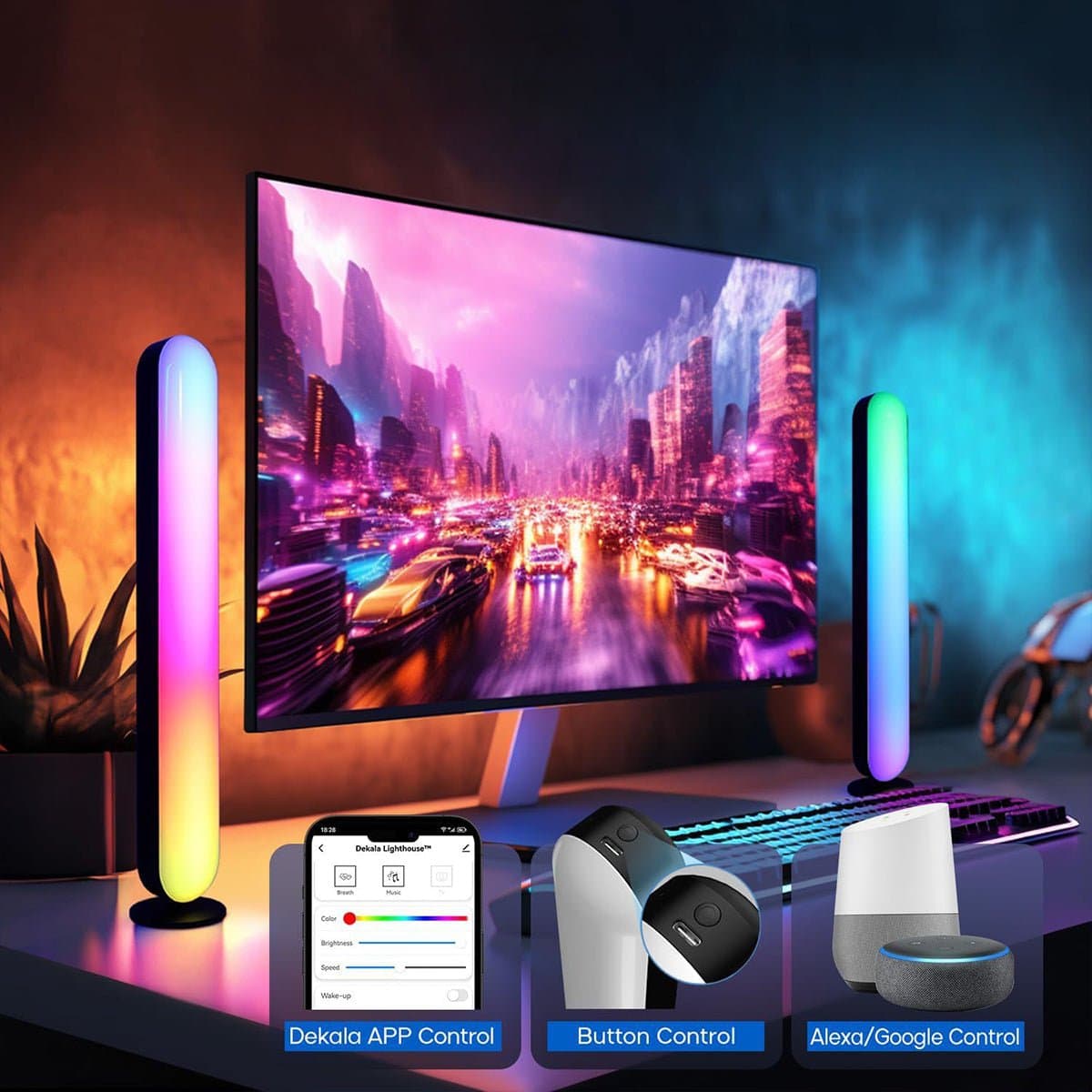 WORKSELECTED Table Stand LED — 26 cm (Single-Side Glow)