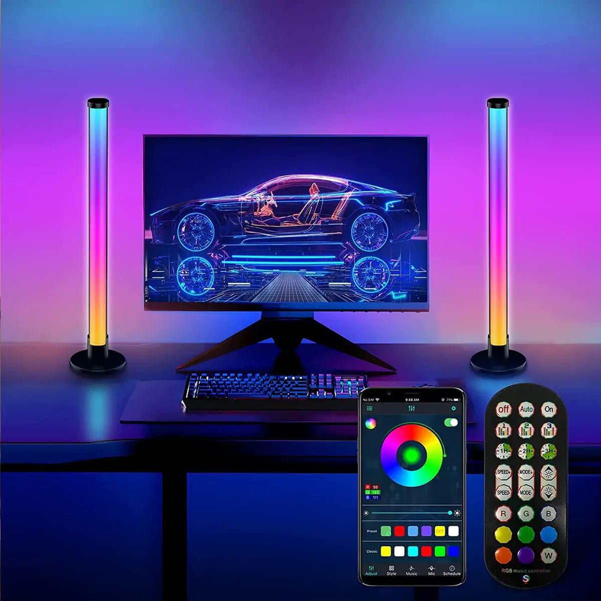WORKSELECTED Table Stand LED 360° — 43 cm